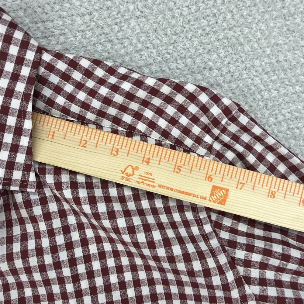 Eton Shirt Mens Med 39 / 15.5 Red White Gingham Check Plaid Slim Fit Button Down - Picture 16 of 16